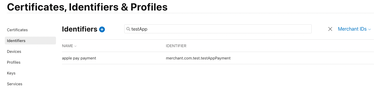 Identifier Merchant IDs List